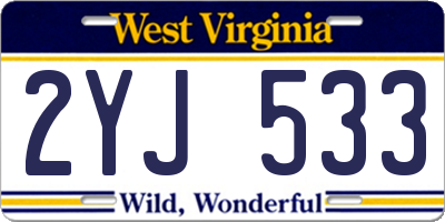 WV license plate 2YJ533