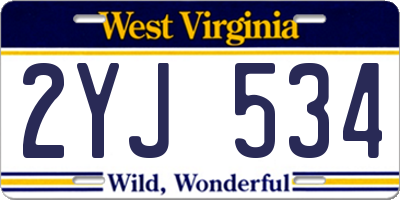 WV license plate 2YJ534