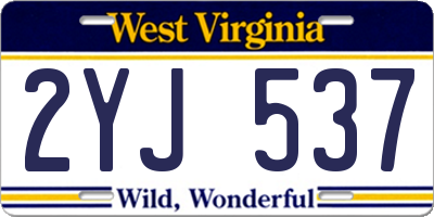 WV license plate 2YJ537