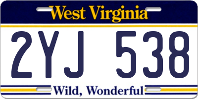 WV license plate 2YJ538