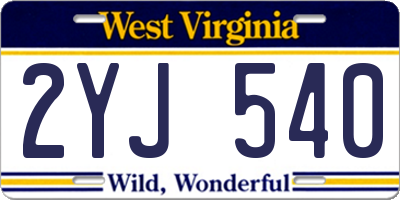 WV license plate 2YJ540