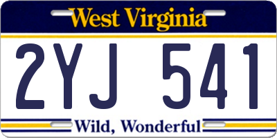 WV license plate 2YJ541