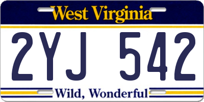 WV license plate 2YJ542