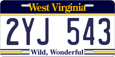 WV license plate 2YJ543