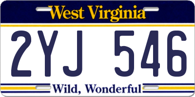 WV license plate 2YJ546