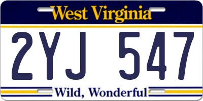 WV license plate 2YJ547