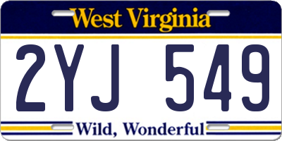 WV license plate 2YJ549