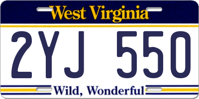 WV license plate 2YJ550