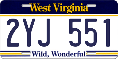 WV license plate 2YJ551
