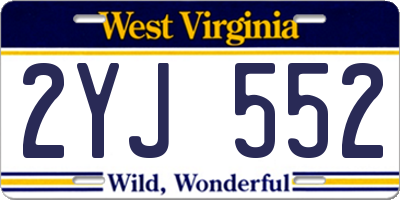 WV license plate 2YJ552