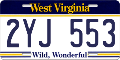 WV license plate 2YJ553