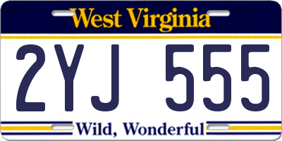 WV license plate 2YJ555