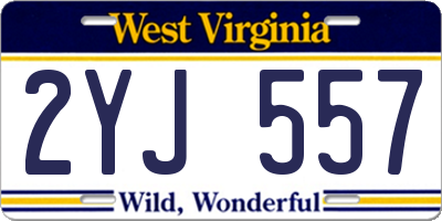 WV license plate 2YJ557