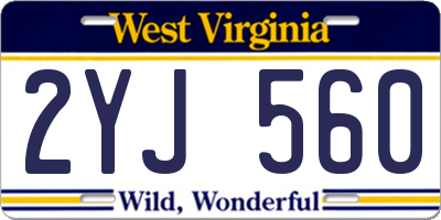 WV license plate 2YJ560