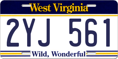 WV license plate 2YJ561