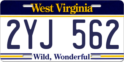 WV license plate 2YJ562