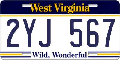 WV license plate 2YJ567