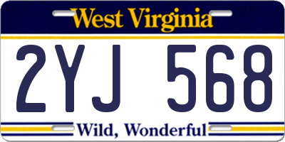 WV license plate 2YJ568