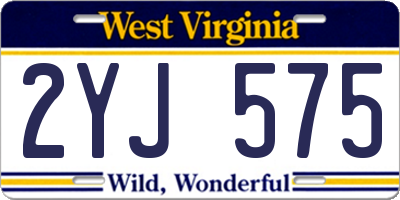 WV license plate 2YJ575
