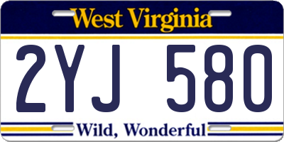 WV license plate 2YJ580