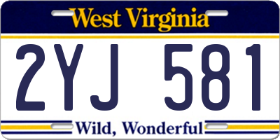 WV license plate 2YJ581