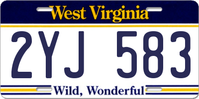 WV license plate 2YJ583