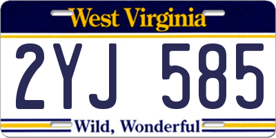 WV license plate 2YJ585