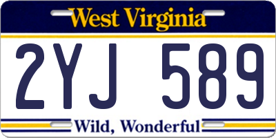 WV license plate 2YJ589