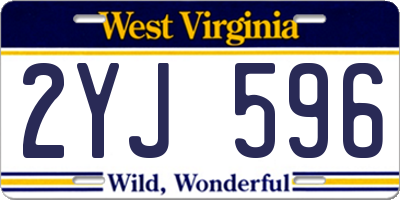 WV license plate 2YJ596