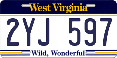 WV license plate 2YJ597