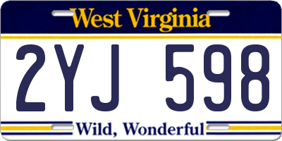 WV license plate 2YJ598
