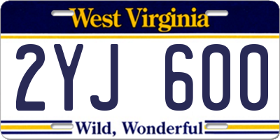 WV license plate 2YJ600