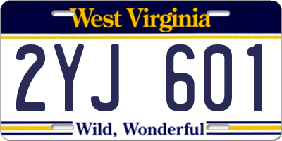 WV license plate 2YJ601