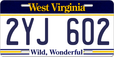 WV license plate 2YJ602