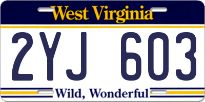 WV license plate 2YJ603