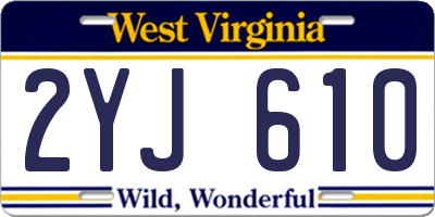 WV license plate 2YJ610