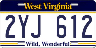 WV license plate 2YJ612