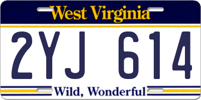WV license plate 2YJ614