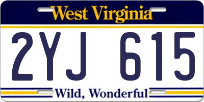 WV license plate 2YJ615