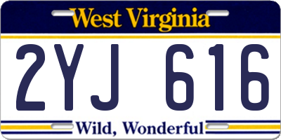WV license plate 2YJ616