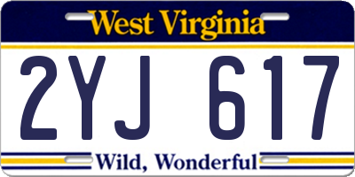 WV license plate 2YJ617