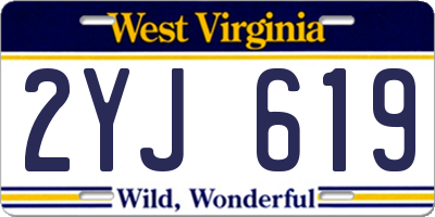 WV license plate 2YJ619