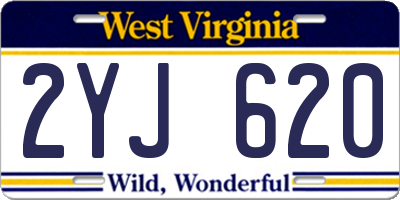 WV license plate 2YJ620