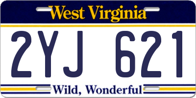 WV license plate 2YJ621