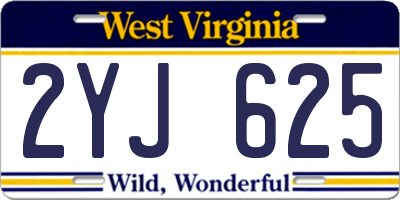 WV license plate 2YJ625