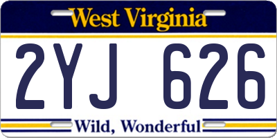 WV license plate 2YJ626