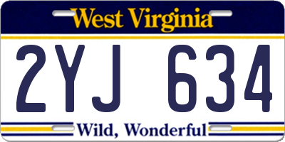 WV license plate 2YJ634