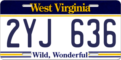 WV license plate 2YJ636