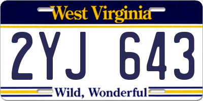 WV license plate 2YJ643