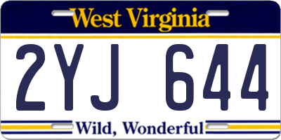 WV license plate 2YJ644
